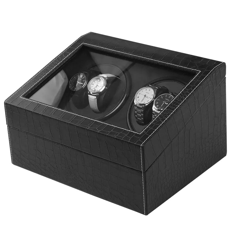 Boîte Remontoir Automatique pour Montres – Motif Crocodile Noir Ma boutique