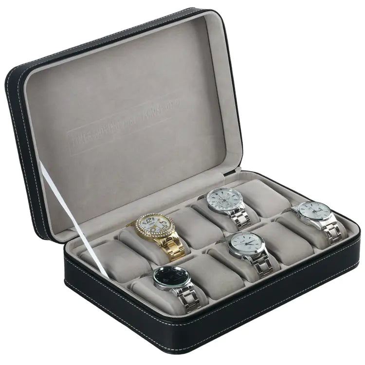 Boîte à montres zippée à 10 emplacements pour présentation et rangement Ma boutique
